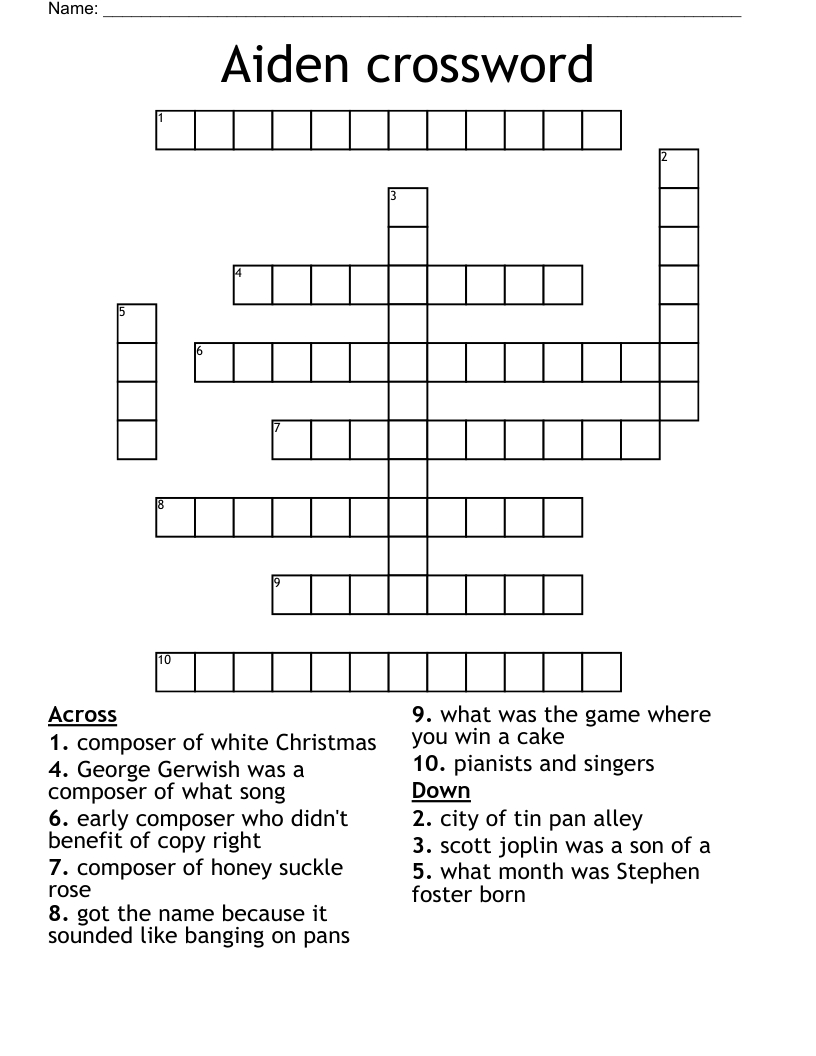 Aiden Crossword - Wordmint intended for White Christmas Composer Crossword Clue