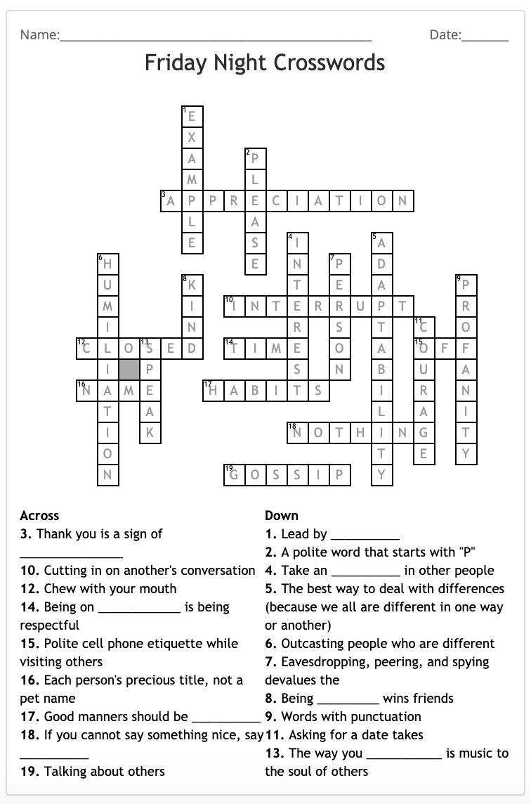 answer key friday night crossword puzzle clean up dallas with for christmas at the white house crossword answer key Answer Key: Friday Night Crossword Puzzle – Clean Up Dallas With for Christmas At The White House Crossword Answer Key