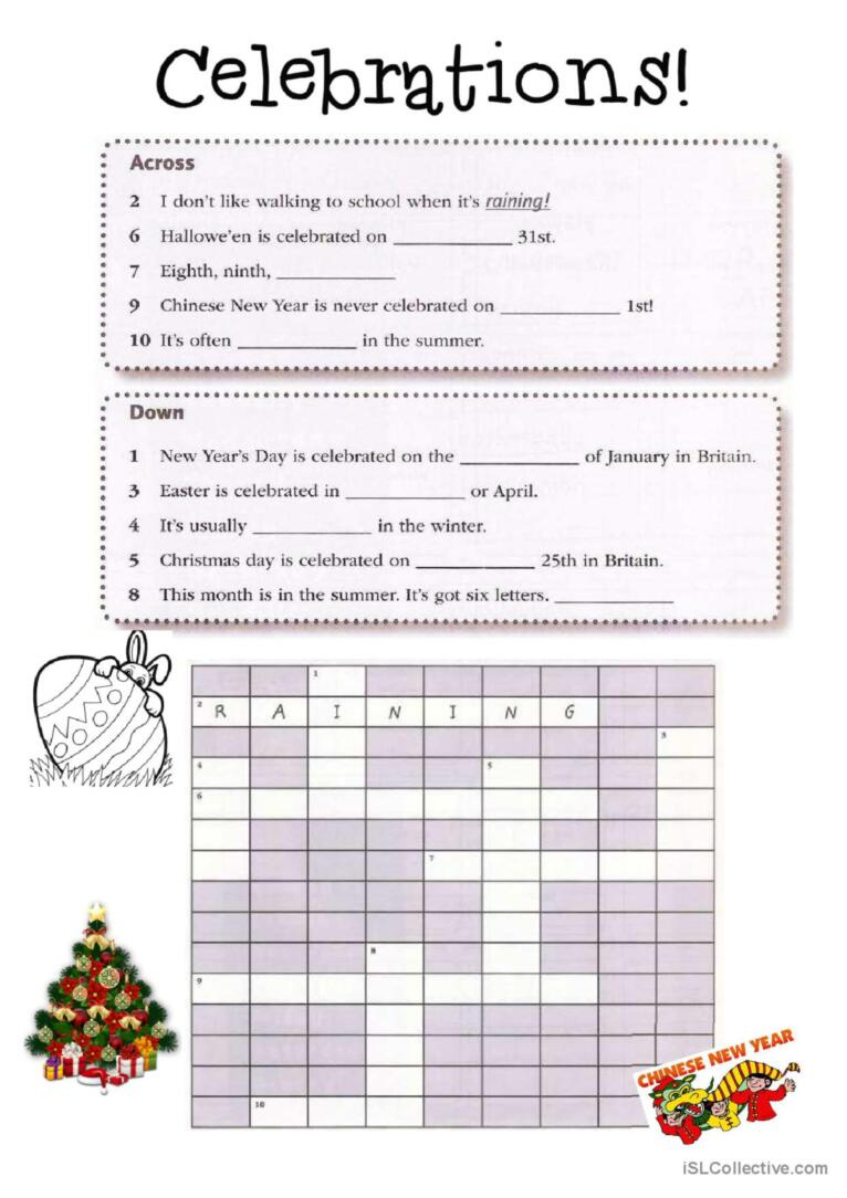 Celebrations Around The World …: English Esl Worksheets Pdf &amp;amp; Doc throughout Christmas Around The World Crossword