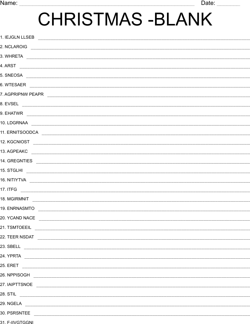 christmas blank word scramble wordmint regarding blank for christmas crossword clue Christmas -Blank Word Scramble - Wordmint regarding Blank For Christmas Crossword Clue
