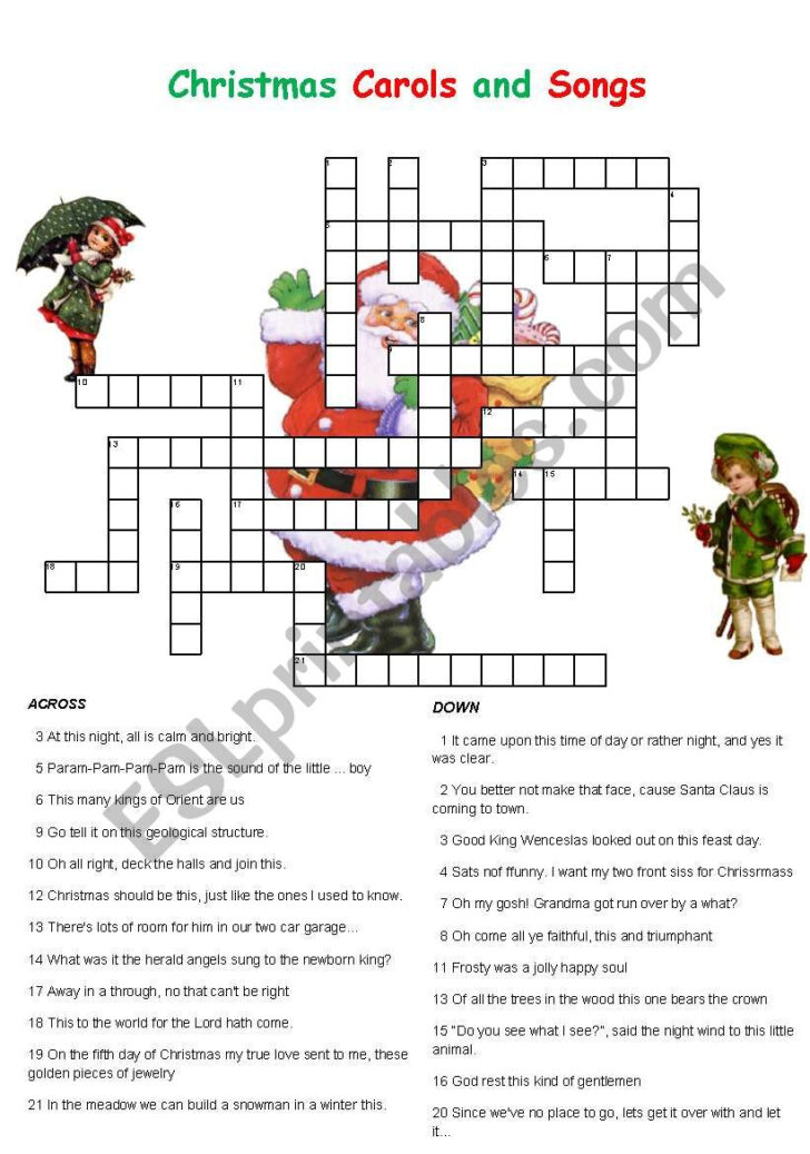 Christmas Carol Crossword Answers Christmas Carol Crossword Answers