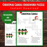 Christmas Carols Crossword Puzzle: Holiday Family Game (Digital For Christmas Carol Start Crossword