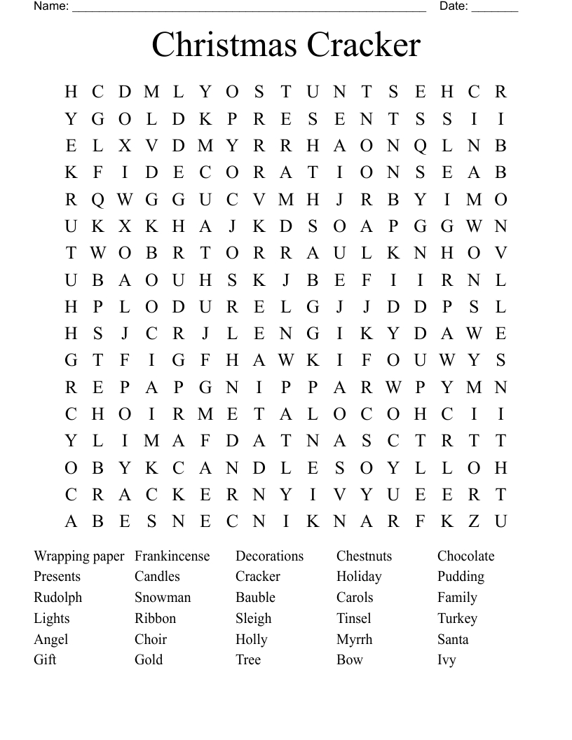 christmas cracker word search wordmint throughout christmas crackers crossword clue Christmas Cracker Word Search - Wordmint throughout Christmas Crackers Crossword Clue