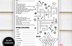 Christmas Crossword Activity Puzzle- "Christmas Worksheets" Winter inside Large Print Christmas Crossword Puzzle