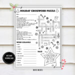 Christmas Crossword Activity Puzzle  "Christmas Worksheets" Winter Throughout Storage Area For Christmas Toys Crossword