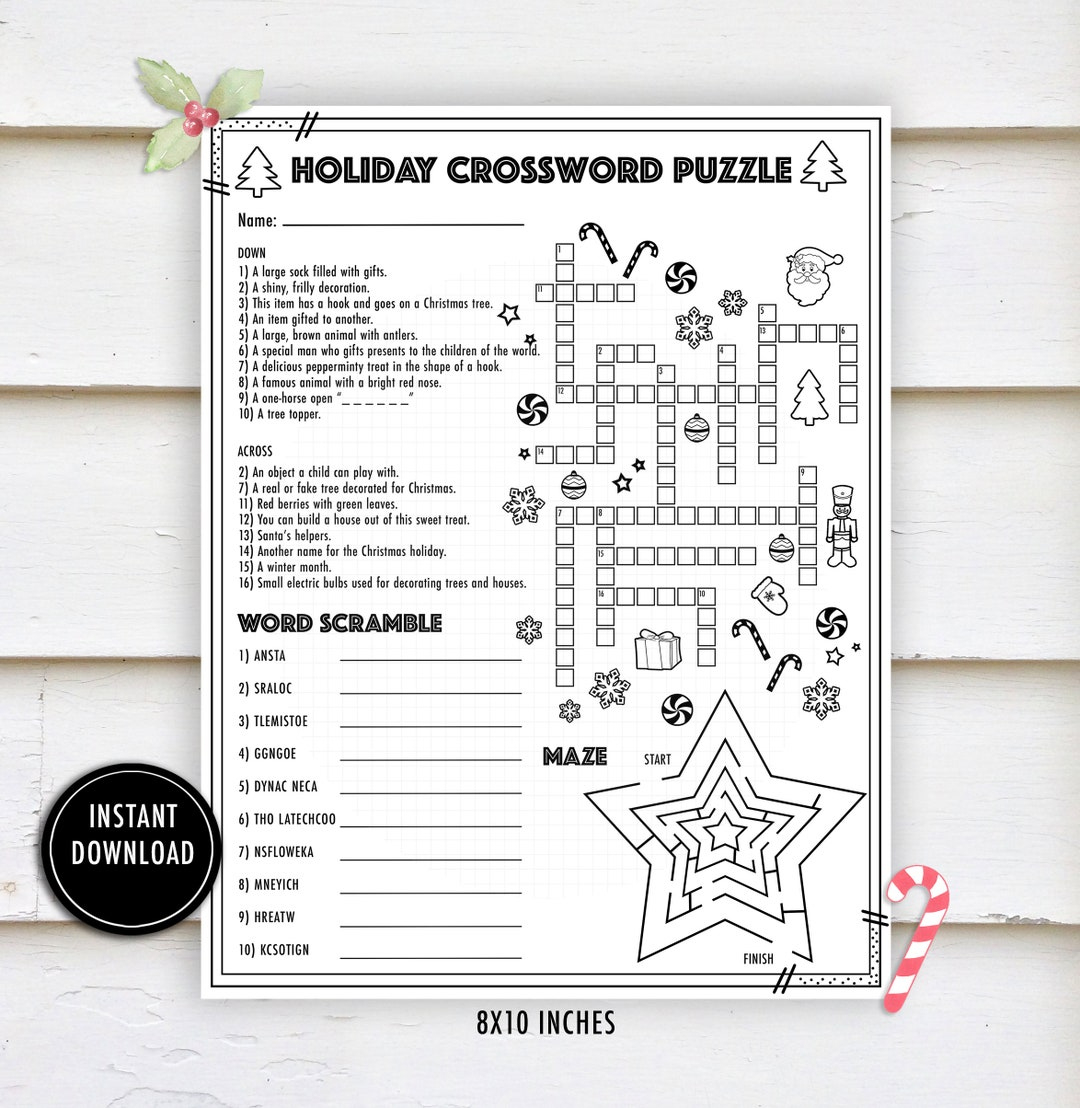 Christmas Crossword Activity Puzzle- &amp;quot;Christmas Worksheets&amp;quot; Winter throughout Storage Area For Christmas Toys Crossword