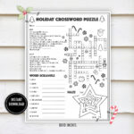 Christmas Crossword Activity Puzzle  "Christmas Worksheets" Winter With Spot For Christmas Decorations Crossword