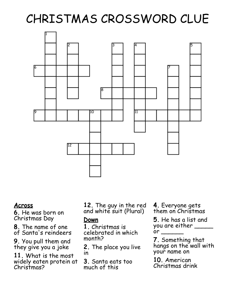 Christmas Crossword Clue - Wordmint with Christmas Show Crossword Clue