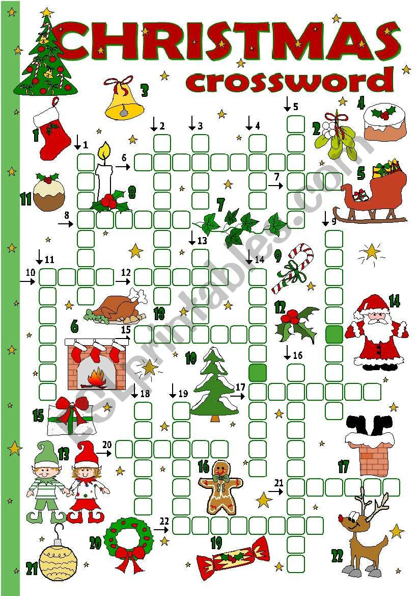 Christmas Crossword - Esl Worksheettecus intended for Christmas Crossword Puzzle Esl