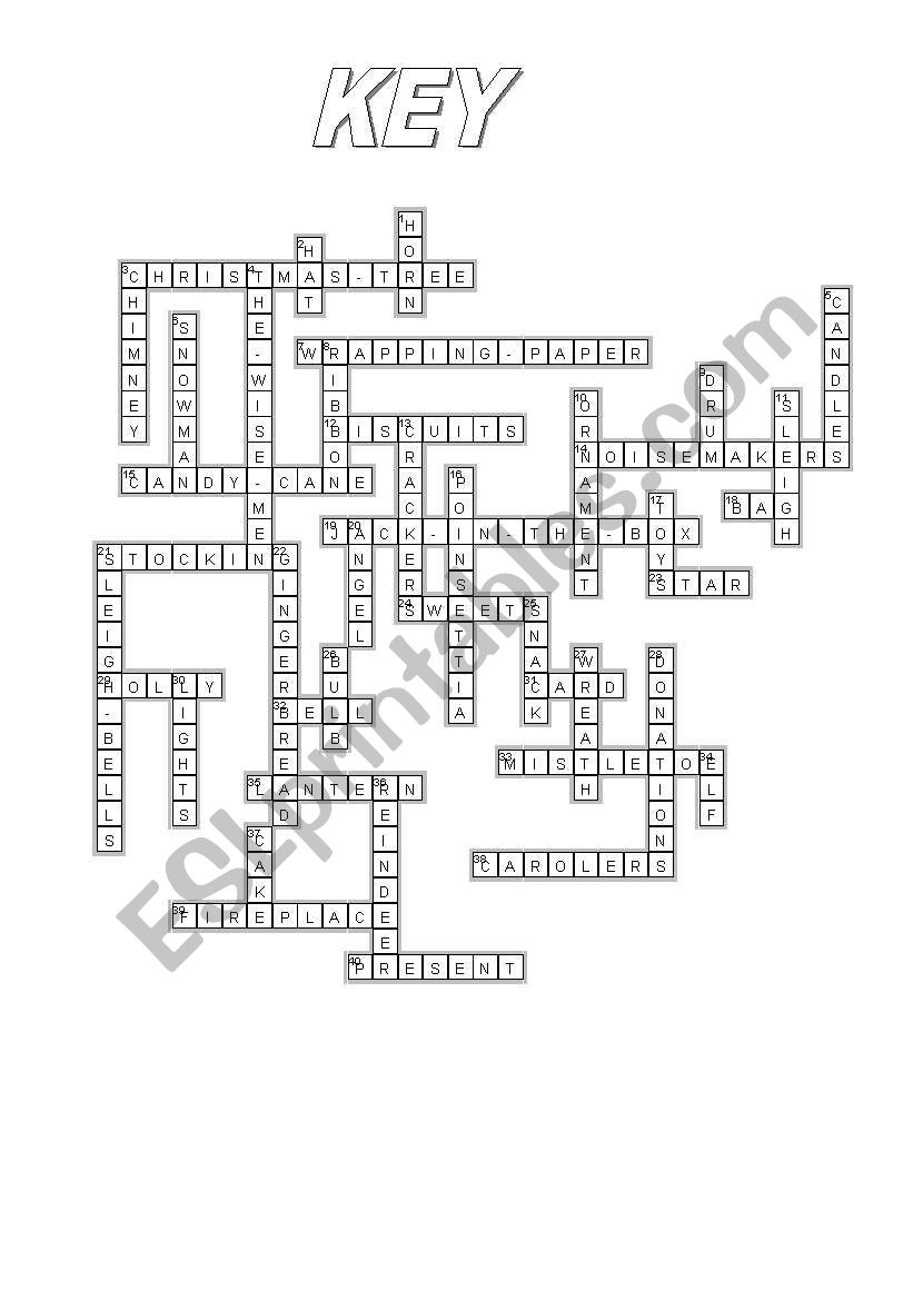 Christmas - Crossword (Key And B&amp;amp;W Version Included) - Esl within The Science of Christmas Crossword Answer Key