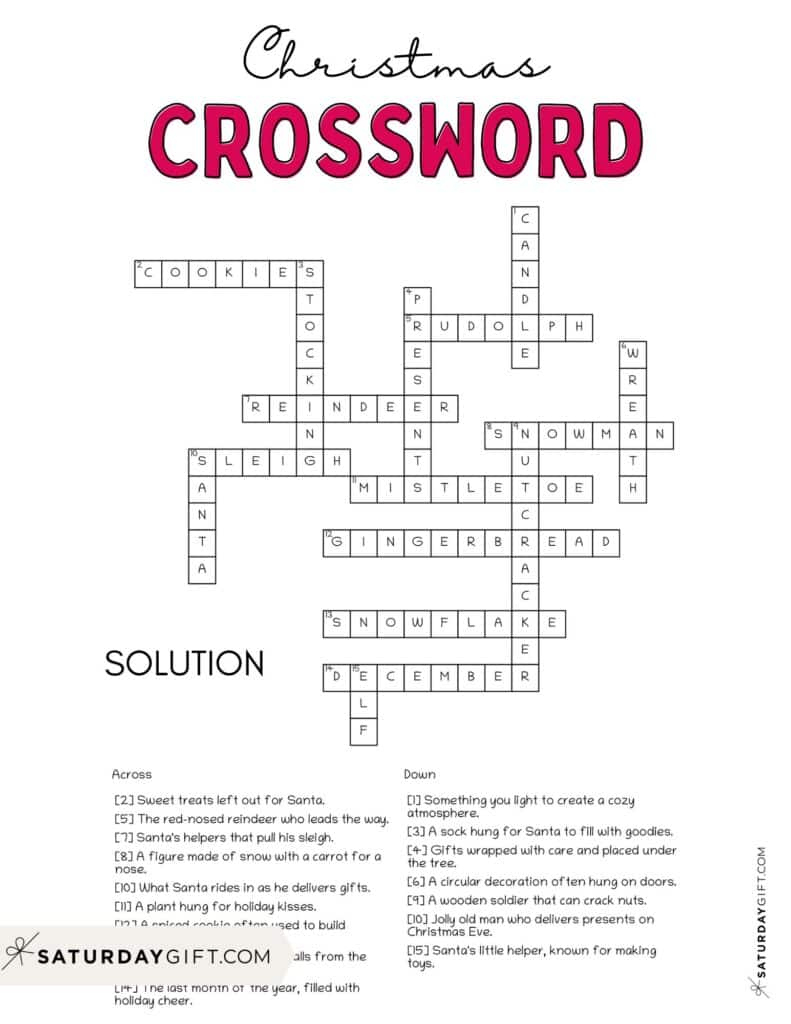 christmas crossword puzzle cute free printable saturdaygift pertaining to all i want for christmas is crosswords Christmas Crossword Puzzle - Cute & Free Printable | Saturdaygift pertaining to All I Want For Christmas Is Crosswords