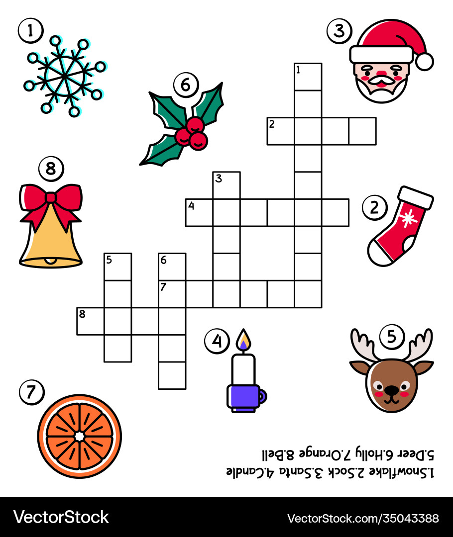 Christmas Crossword Puzzle For Kids With Santa – Royalty-Free in Some Purchases For Christmas Displays Crossword