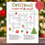 Christmas Crossword Puzzle Game Printable For Kids And Adults Pertaining To Christmas Material Crossword Clue