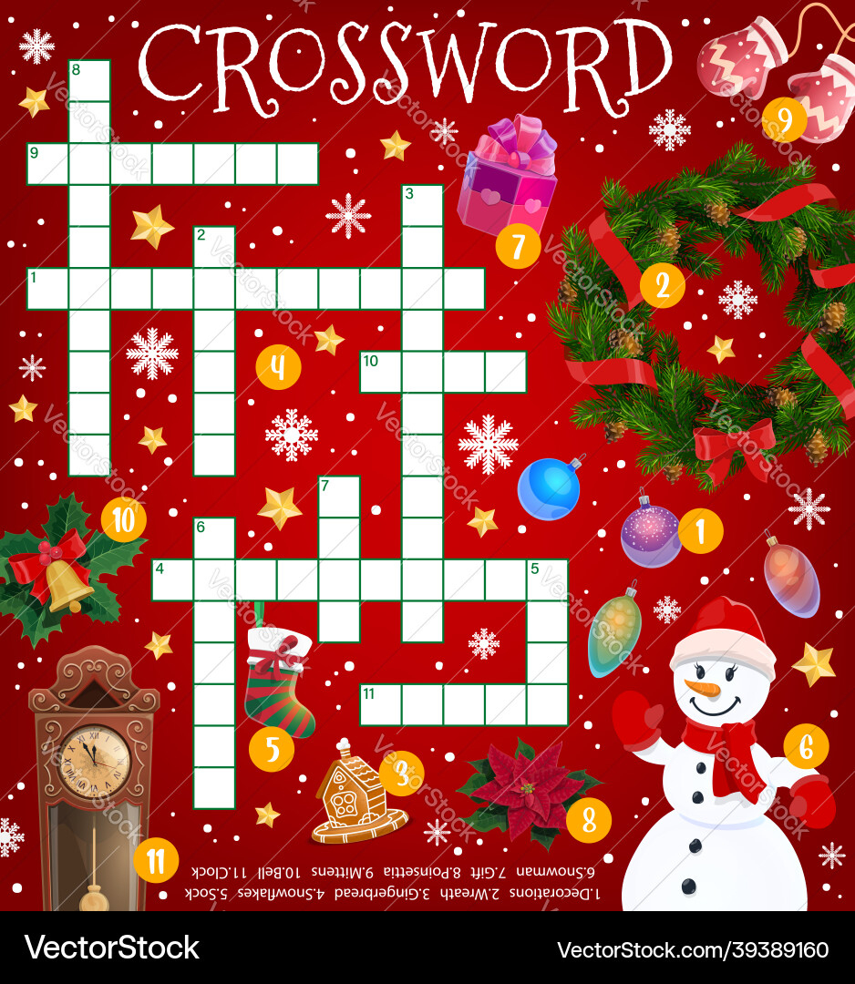 Christmas Crossword Puzzle Game – Royalty-Free Vector | Vectorstock for Some Purchases For Christmas Displays Crossword