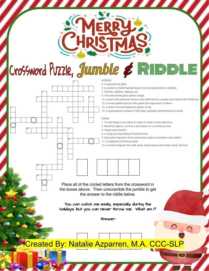 christmas crossword puzzle jumble and riddle jokes activity with regard to spot for some christmas decorations crossword Christmas Crossword Puzzle, Jumble, And Riddle Jokes Activity with regard to Spot For Some Christmas Decorations Crossword