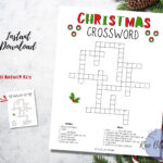 Christmas Crossword Puzzle Printable, Instant Download Kids With Merry Christmas Complete The Crossword Below