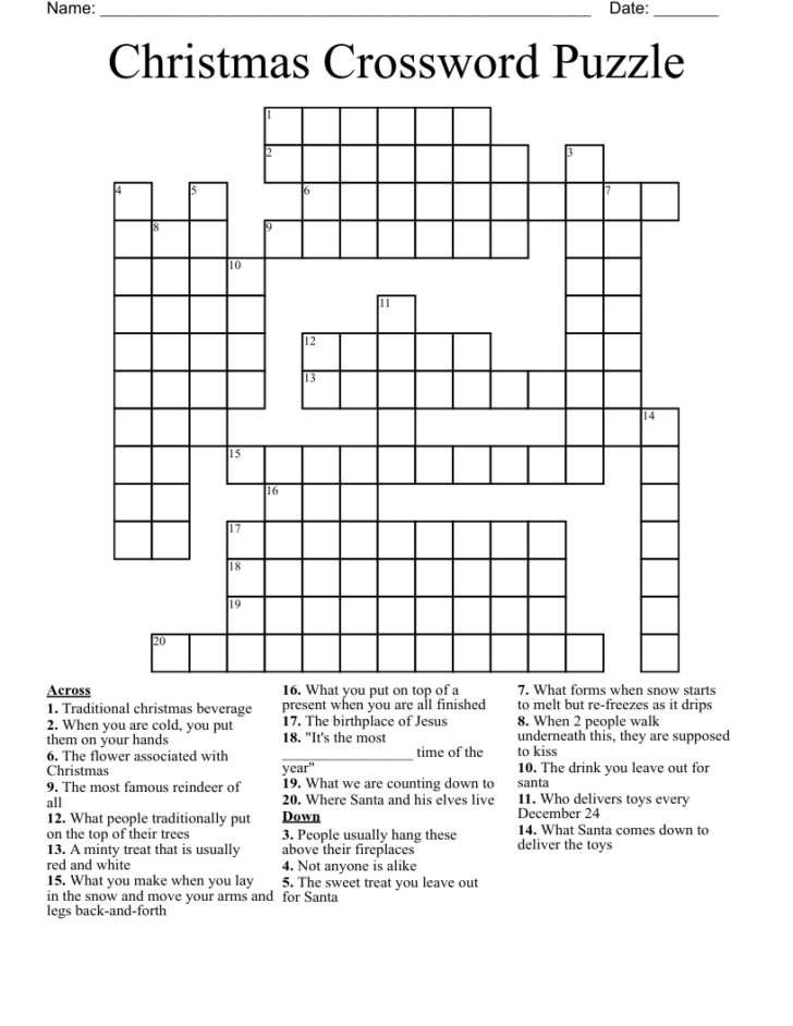 Christmas Crossword Puzzle Printable Free Christmas Crossword Puzzle Printable Free