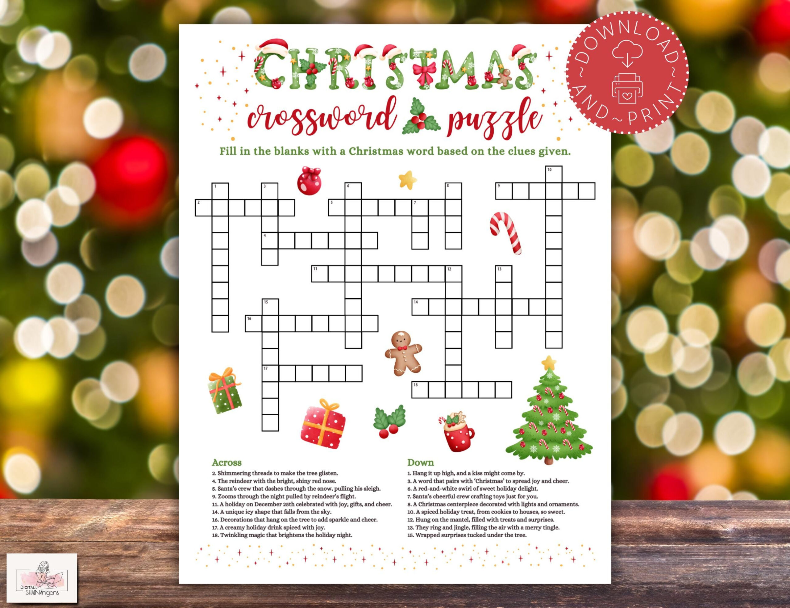 Christmas Crossword Puzzles For Adults - Etsy intended for Some Purchases For Christmas Displays Crossword