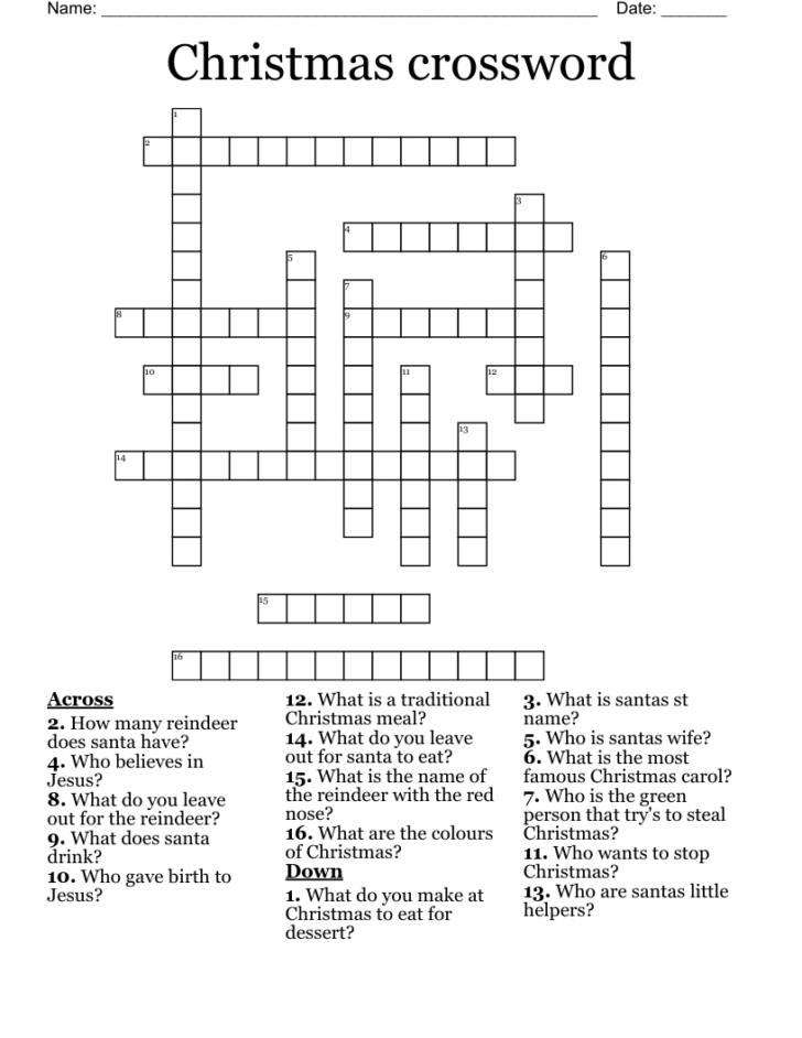 Traditional Christmas Dessert Crossword