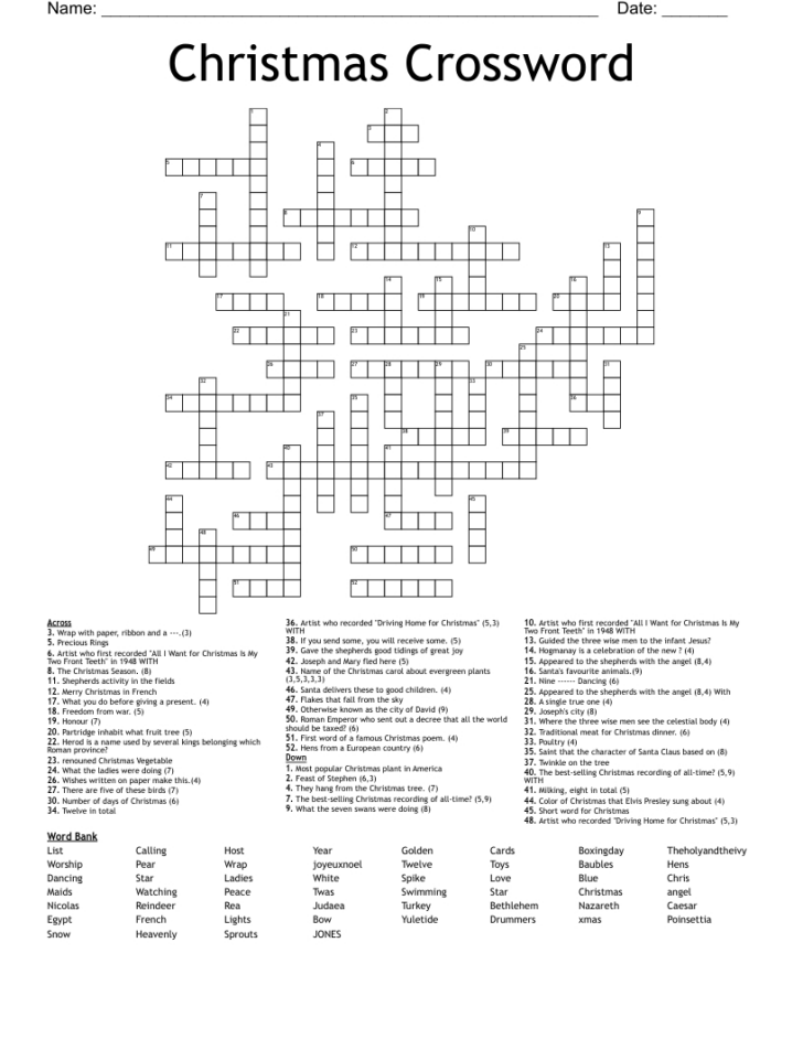 Many a Christmas Tree Crossword Many a Christmas Tree Crossword