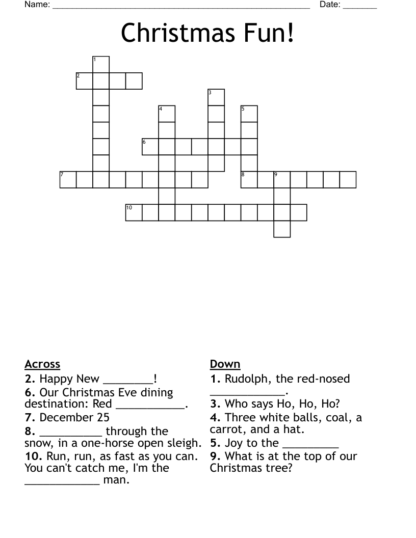 Christmas Fun! Crossword - Wordmint intended for Fun Christmas Crossword Puzzle