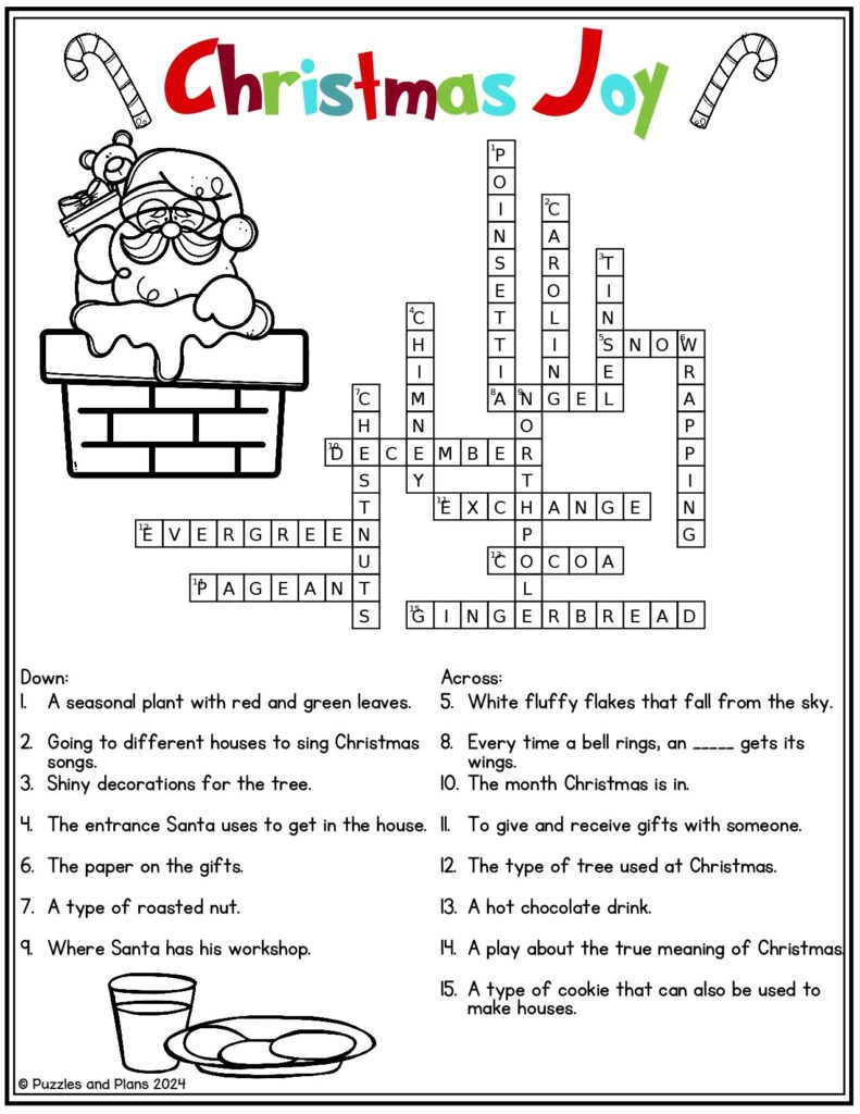 Christmas Joy Crossword Puzzle To Print - Puzzlesandplans with Christmas Joy Crossword Answer Key