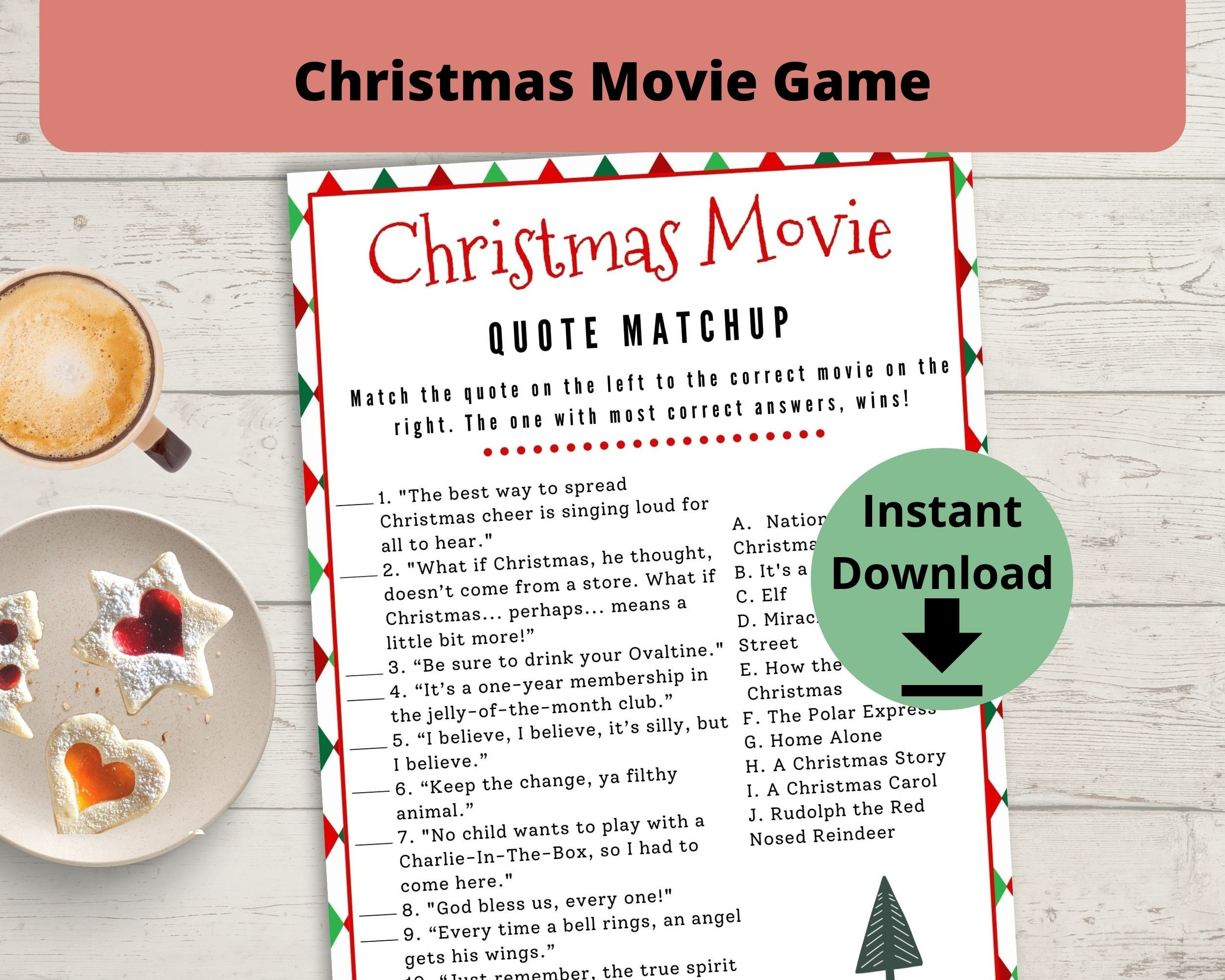 Christmas Movie Trivia - Quote Match, Match The Movie Quote, Guess throughout A Christmas Story Best Lines Crossword Answers