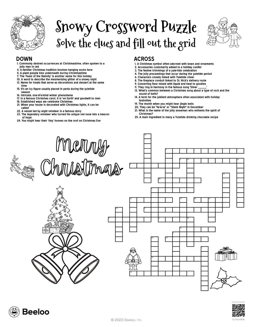 Christmas-Themed Crossword Puzzles • Beeloo Printable Crafts And within Christmas Season Activity Crossword