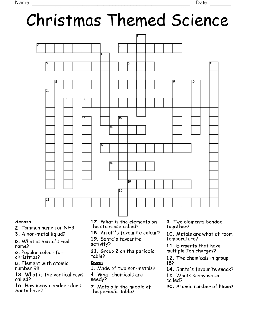 christmas themed science crossword wordmint throughout the science of christmas crossword Christmas Themed Science Crossword - Wordmint throughout The Science Of Christmas Crossword