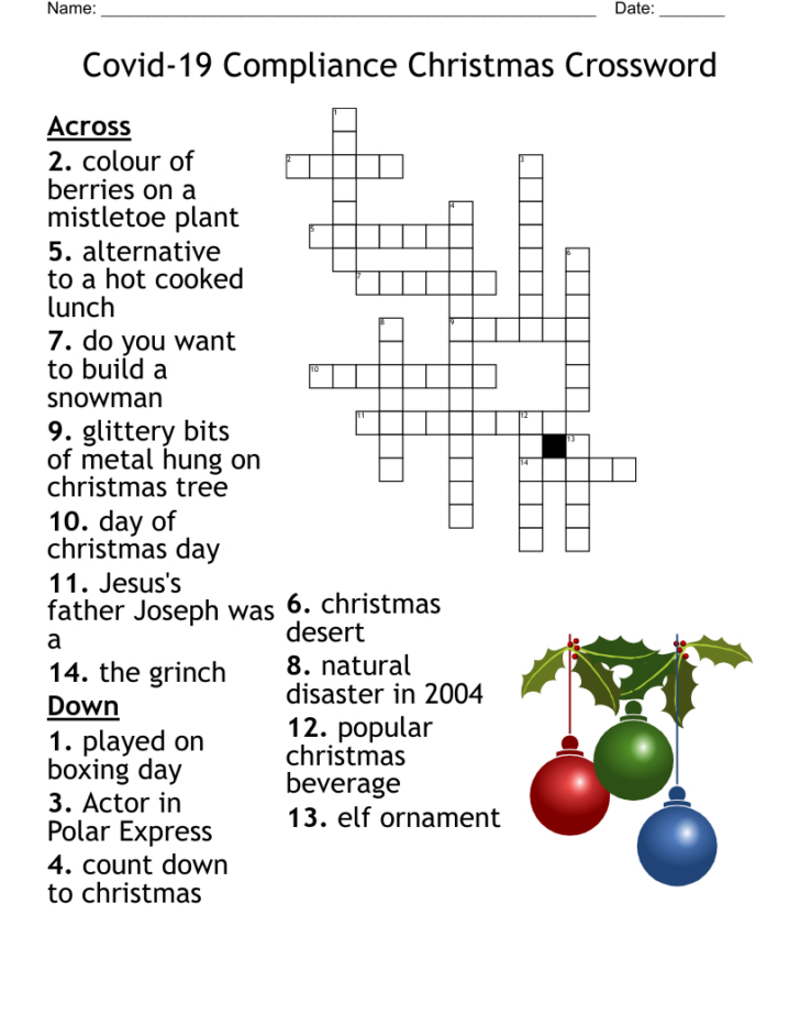 Stick on a Christmas Tree Crossword Stick on a Christmas Tree Crossword