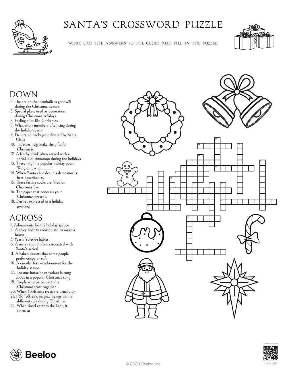 Christmas Wholesale Crossword Children Learn English Words inside Part of a Beloved Christmas Poem Crossword