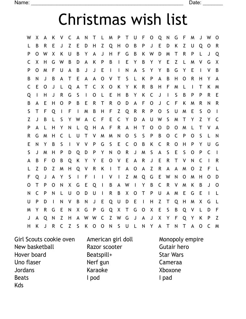 christmas wish list word search wordmint in like a christmas wishlist crossword clue Christmas Wish List Word Search - Wordmint in Like A Christmas Wishlist Crossword Clue