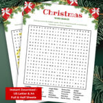 Christmas Word Search Printable For Adults, Sip And Solve, Word For Christmas Themed Pub Crawl Crossword