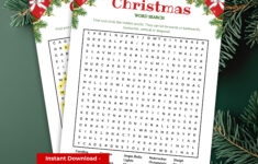 Christmas Word Search Printable For Adults, Sip And Solve, Word for Christmas Themed Pub Crawl Crossword