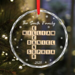 Crossword Ornament Family   Etsy Uk Regarding Spherical Christmas Tree Ornament Crossword Clue