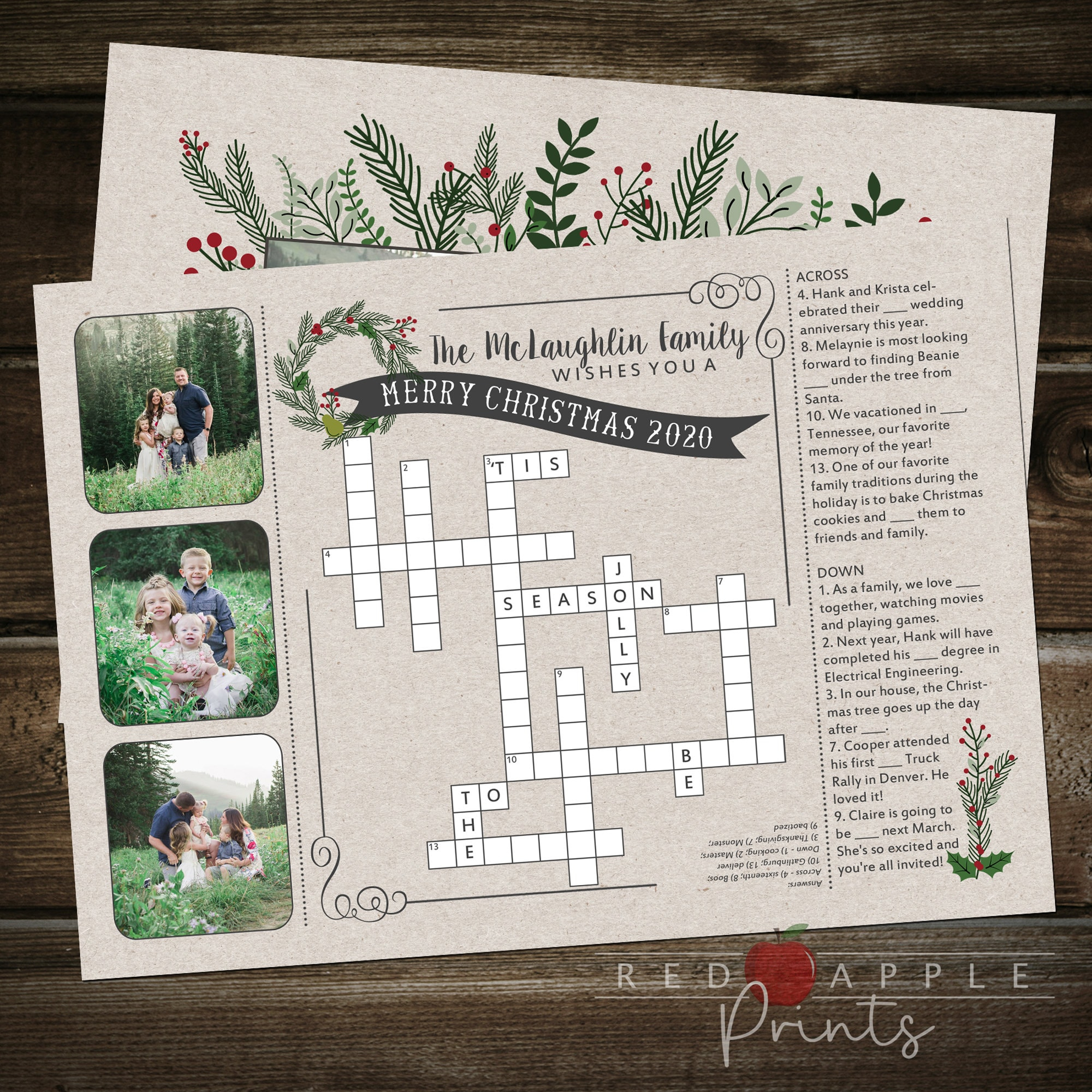 crossword puzzle christmas card etsy regarding online christmas greeting crossword Crossword Puzzle Christmas Card - Etsy regarding Online Christmas Greeting Crossword