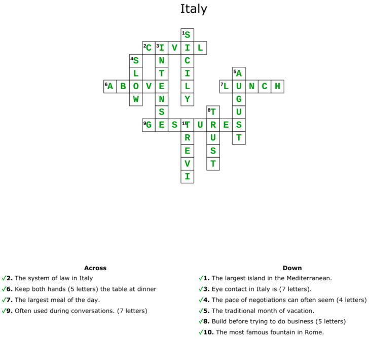 Italian Name For Christmas Crossword