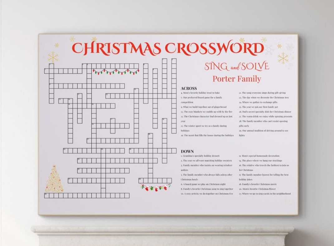 Custom Christmas Crossword Puzzle: Giant Family Game (Digital pertaining to Christmas Tree Choice Crossword