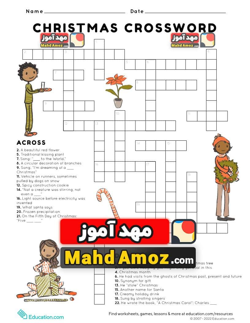 daa9d8a7d8b1d8a8d8b1daaf christmas crossword d985d987d8afd8a2d985d988d8b2 with regard to christmas kissing plant crossword clue کاربرگ Christmas Crossword — مهدآموز with regard to Christmas Kissing Plant Crossword Clue