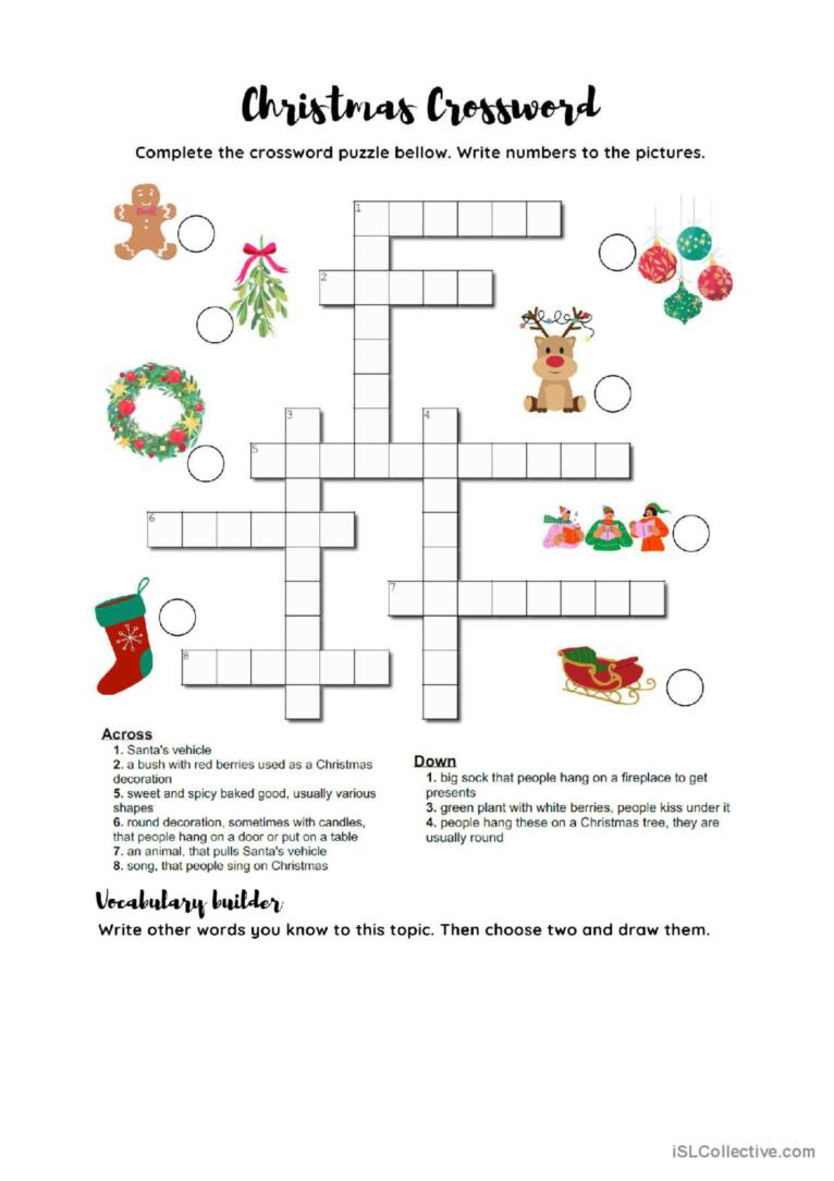 Easy Christmas Crossword A1-A…: English Esl Worksheets Pdf &amp;amp; Doc with regard to What People Put on Their Christmas Tree Crossword