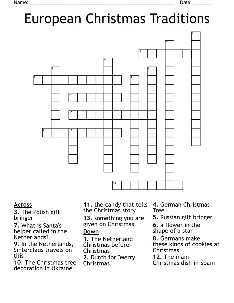 european christmas traditions crossword wordmint inside german christmas carol crossword European Christmas Traditions Crossword - Wordmint inside German Christmas Carol Crossword