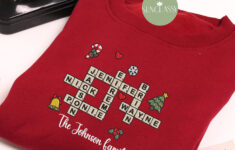 Family Crossword Christmas Embroidered Sweatshirt, Scrabble within Tiny Bells Added To A Christmas Sweater Crossword