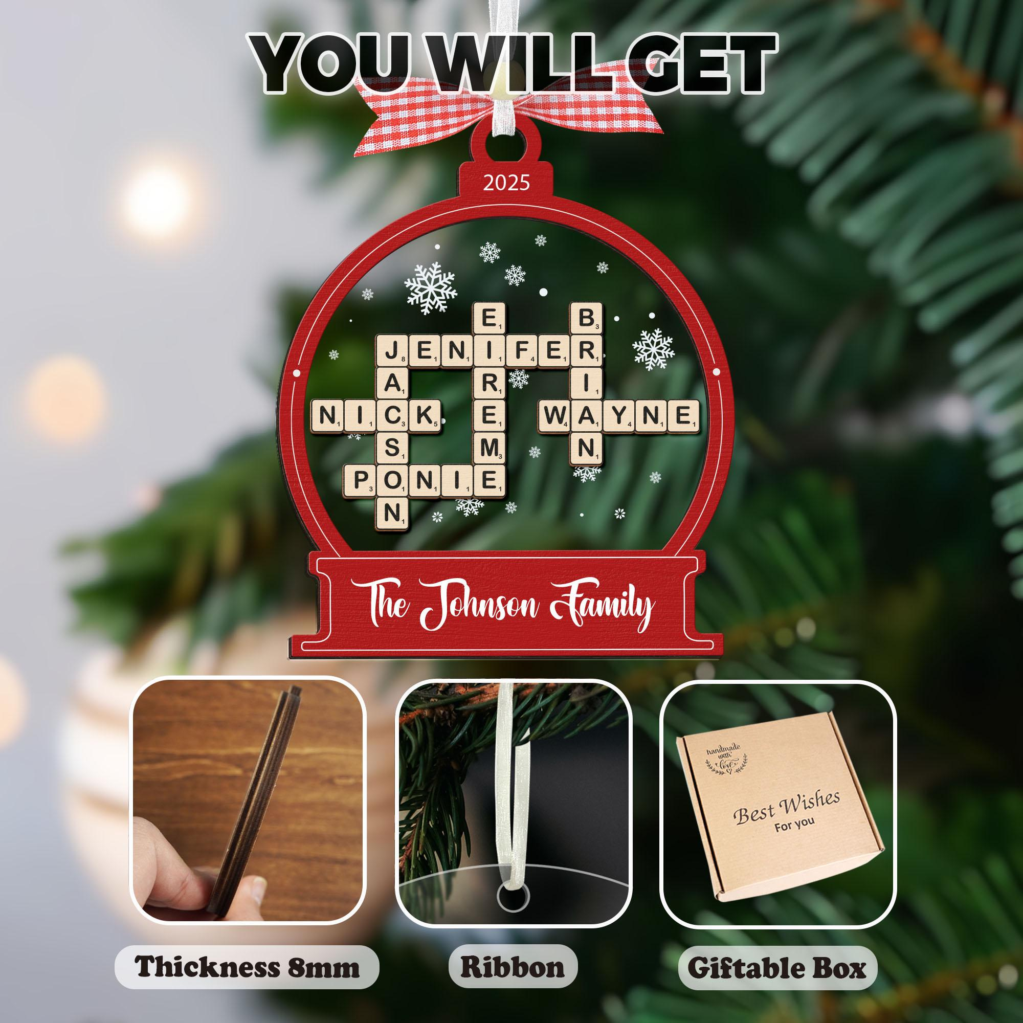 Family Crossword Christmas Ornament, Scrabble Personalized intended for Popular Christmas Ornament For One Crossword Clue