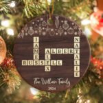 Family Crossword Puzzle Ornament, Custom Family Member Name Inside Christmas Ornament Crossword Clue