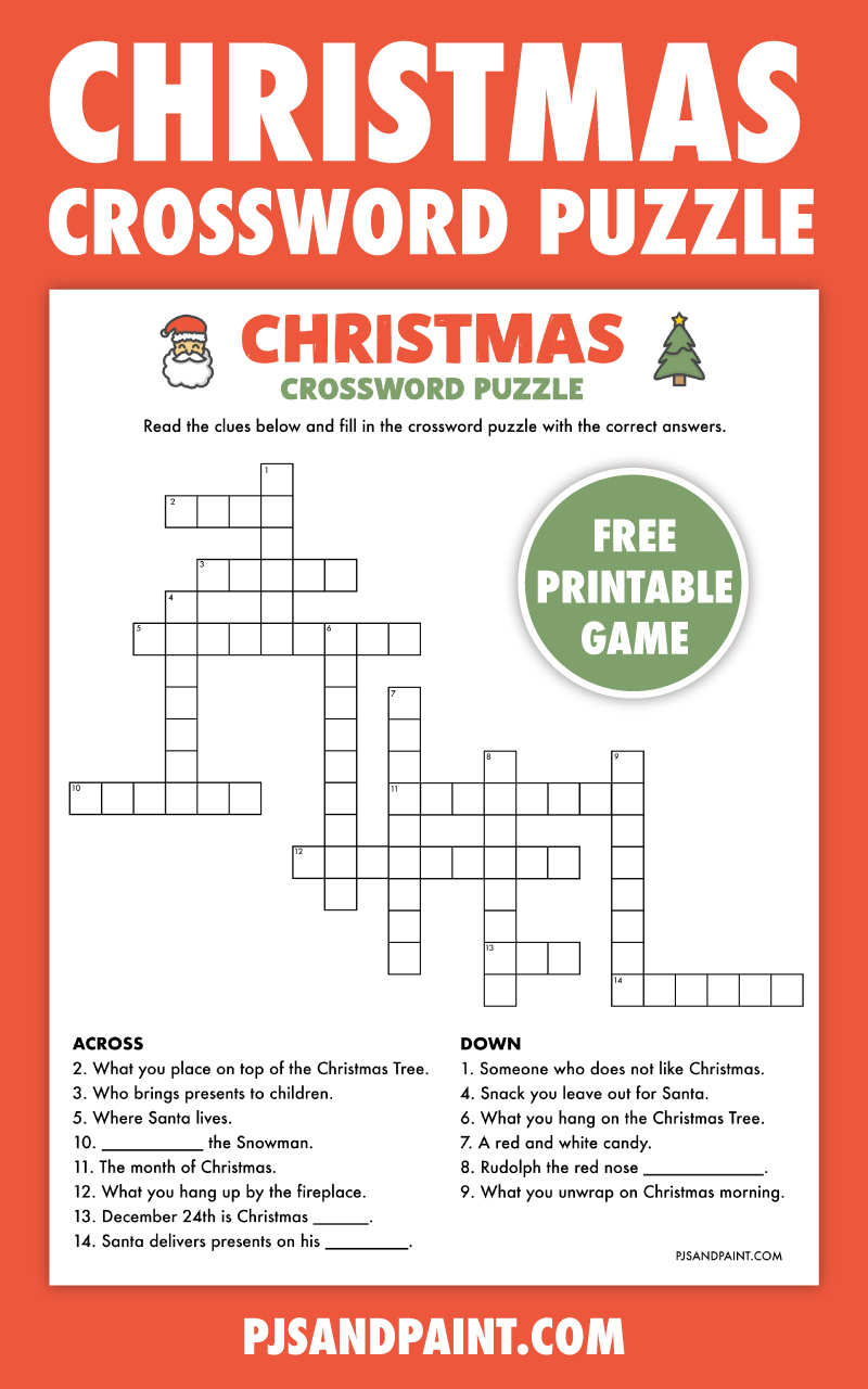 free printable christmas crossword puzzle pjs and paint pertaining to christmas crossword puzzle free Free Printable Christmas Crossword Puzzle - Pjs And Paint pertaining to Christmas Crossword Puzzle Free