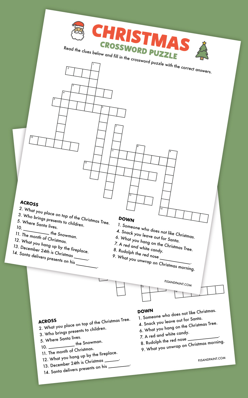 Free Printable Christmas Crossword Puzzle - Pjs And Paint regarding Crayola Christmas Crossword Answers