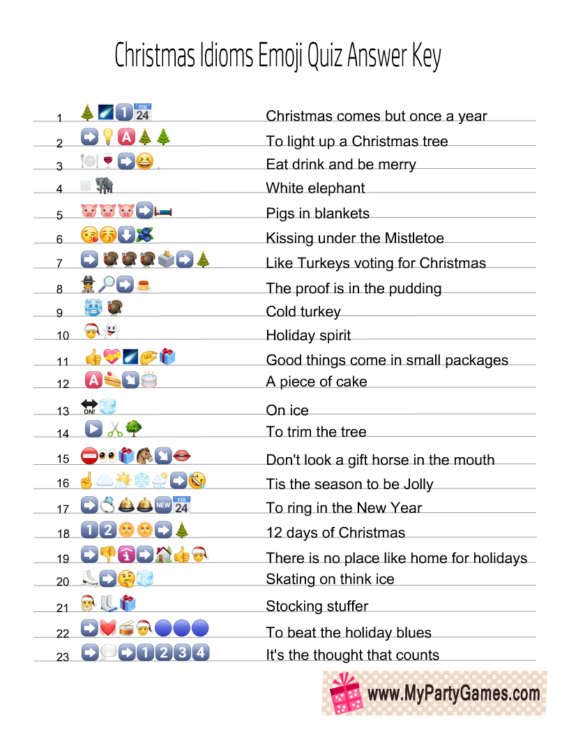 free printable christmas idioms emoji quiz with answer key throughout christmas idioms crossword puzzle Free Printable Christmas Idioms Emoji Quiz With Answer Key throughout Christmas Idioms Crossword Puzzle