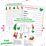 Free Printable The Grinch Word Games Throughout Christmas Travelers Crossword Clue