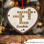 Grandkids Crossword Puzzle Art Personalized Heart Shaped 2 Layer Regarding Shapes Of Many Christmas Ornaments Crossword