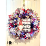 Handmade Christmas Gnome For The Holidays Ribbon Door Wreath 26 In Christmas Wreath Material Daily Themed Crossword